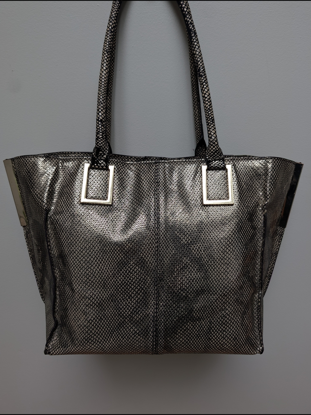 Danier Genuine Leather Metallic Snakeskin Tote